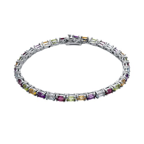 Браслет с топазами, гранатами, цитринами, перидотами и аметистами из серебра 925 пробы