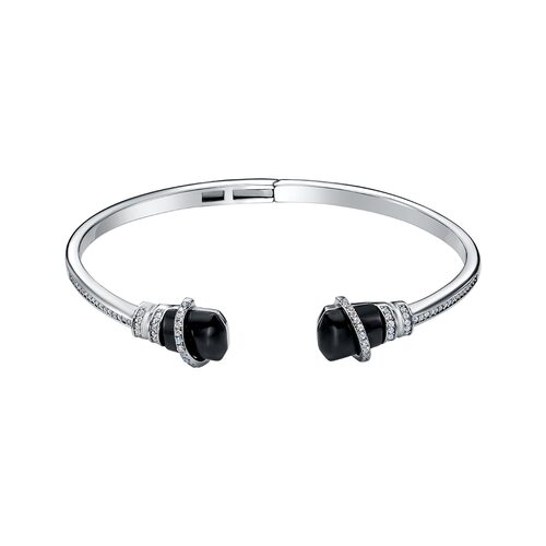 Браслет с агатом и фианитами из серебра 925 пробы