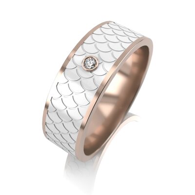 Кольцо обручальное с бриллиантом и керамикой из золота 585 пробы