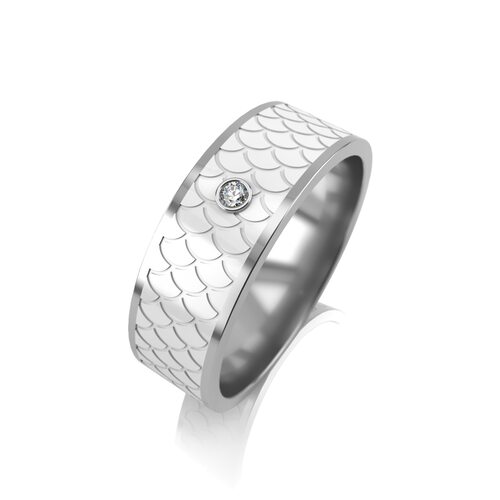 Кольцо обручальное с фианитом из серебра 925 пробы