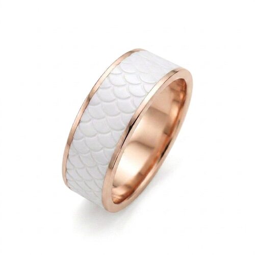 Кольцо обручальное с керамикой из золота 585 пробы