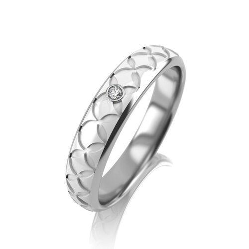 Кольцо обручальное с бриллиантом из белого золота 585 пробы