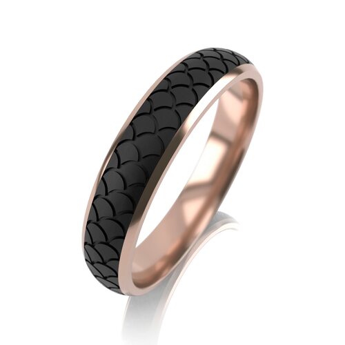 Кольцо обручальное с карбоном из золота 585 пробы