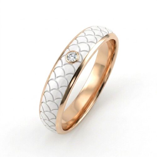 Кольцо обручальное с бриллиантом и керамикой из золота 585 пробы