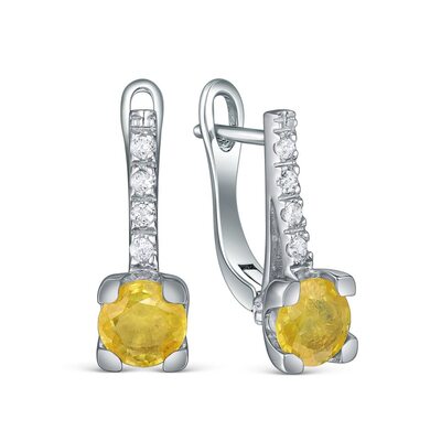 Серьги с сапфирами и фианитами из серебра 925 пробы
