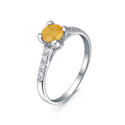 Кольцо с сапфиром и фианитами из серебра 925 пробы