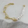Браслет с жемчугом из серебра 925 пробы с позолотой арт. HAB0023