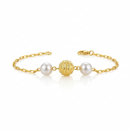 Браслет с жемчугом из серебра 925 пробы с позолотой