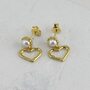 Серьги "Сердца" с жемчугом из серебра 925 пробы с позолотой арт. HAE0950