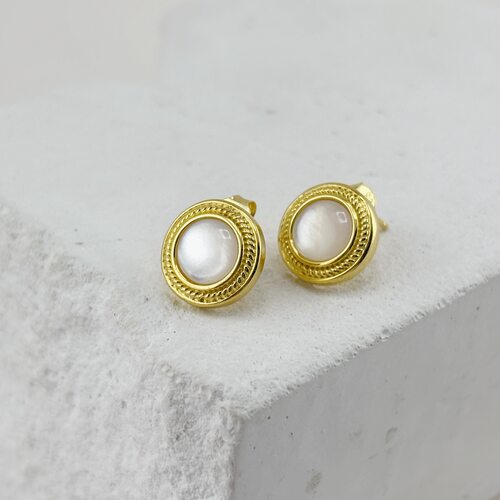 Серьги с перламутром из серебра 925 пробы с позолотой