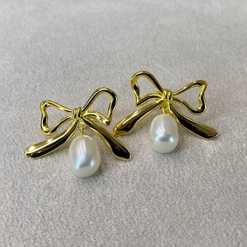 Серьги с жемчугом из серебра 925 пробы