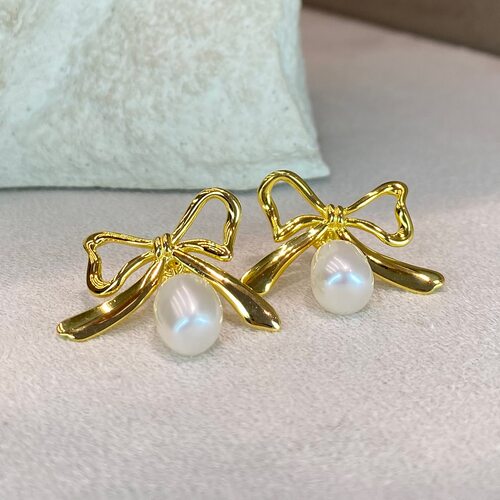 Серьги с жемчугом из серебра 925 пробы