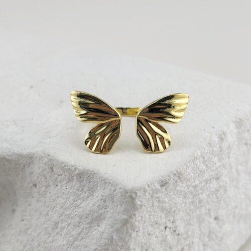 Кольцо "Бабочка" из серебра 925 пробы с позолотой