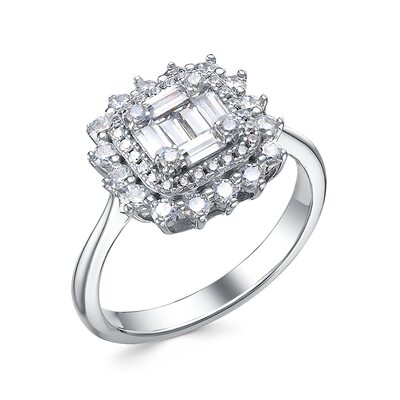 Кольцо с фианитом из серебра 925 пробы