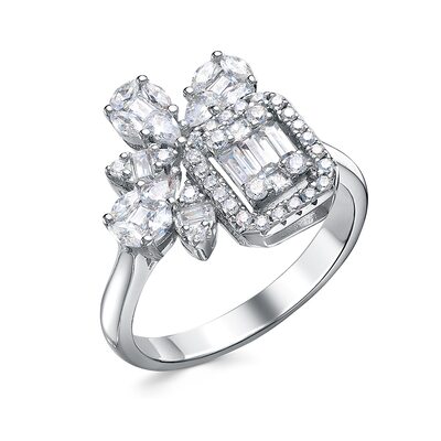 Кольцо с фианитами из серебра 925 пробы