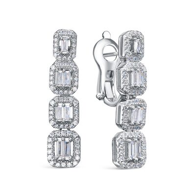 Серьги с фианитами из серебра 925 пробы