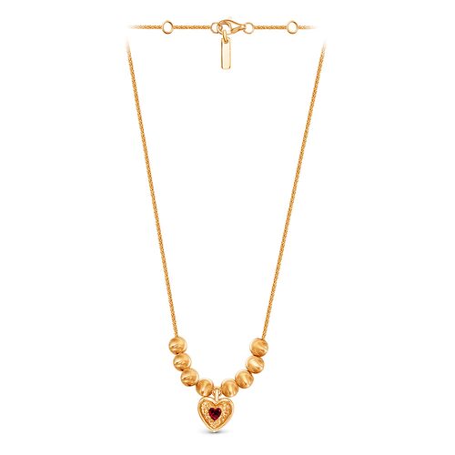 Колье "Сердце" с фианитом из серебра 925 пробы с позолотой