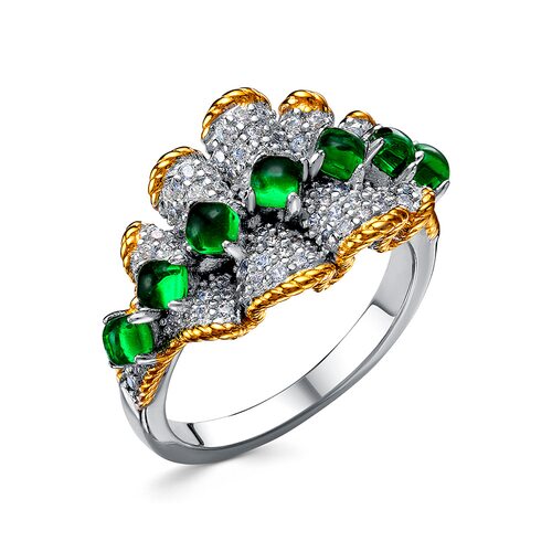 Кольцо с фианитами из серебра 925 пробы с позолотой