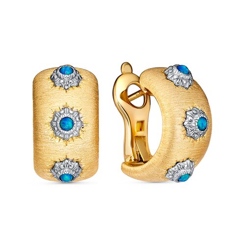 Серьги с опалом из серебра 925 пробы с позолотой