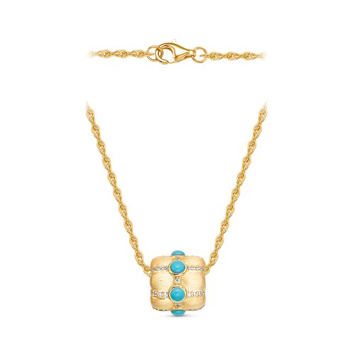 Колье с фианитами и бирюзой из серебра 925 пробы с позолотой