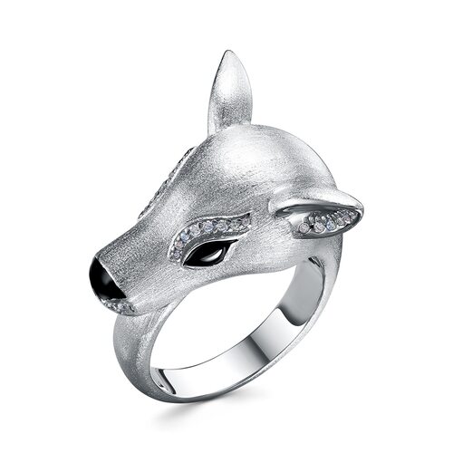 Кольцо с фианитами и эмалью из серебра 925 пробы