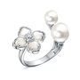Кольцо "Цветок" с фианитами, перламутром и жемчугом из серебра 925 пробы