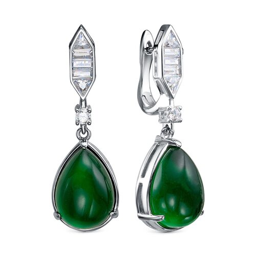 Серьги с перламутром и фианитами из серебра 925 пробы