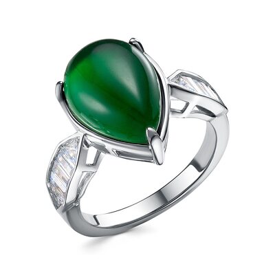 Кольцо с перламутром и фианитами из серебра 925 пробы