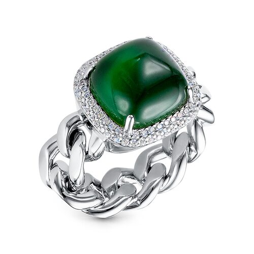 Кольцо с перламутром и фианитами из серебра 925 пробы