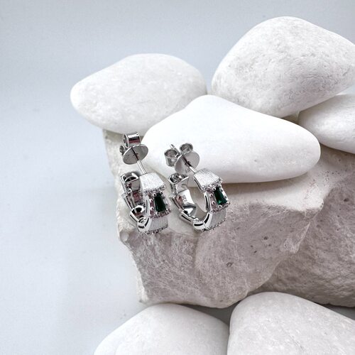 Серьги с фианитами из серебра 925 пробы