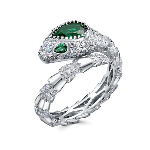 Кольцо "Змея" с фианитами из серебра 925 пробы