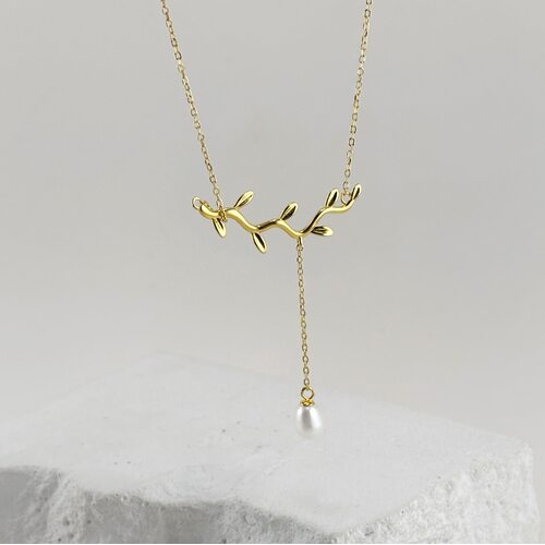 Колье с жемчугом из серебра 925 пробы с позолотой