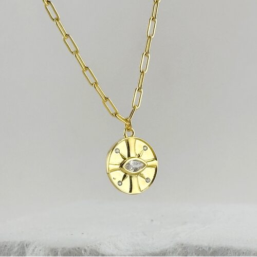 Колье с фианитами из серебра 925 пробы с позолотой