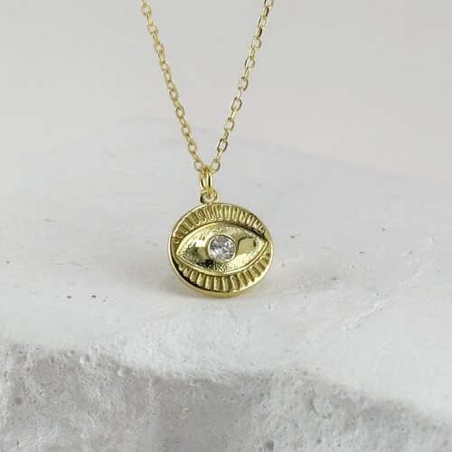 Колье "Глаз" с фианитами из серебра 925 пробы с позолотой