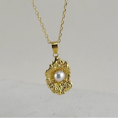 Колье с жемчугом из серебра 925 пробы с позолотой