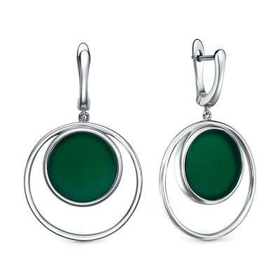Серьги с агатом из серебра 925 пробы