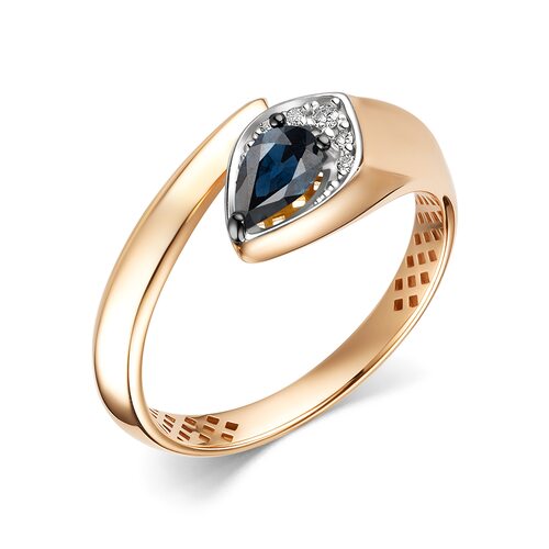 Кольцо с бриллиантами и сапфиром из золота 585 пробы