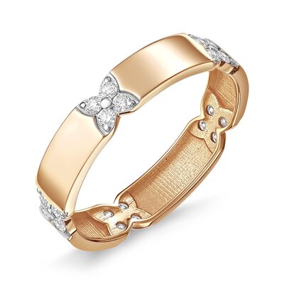 Кольцо "Цветы" с бриллиантами из золота 585 пробы