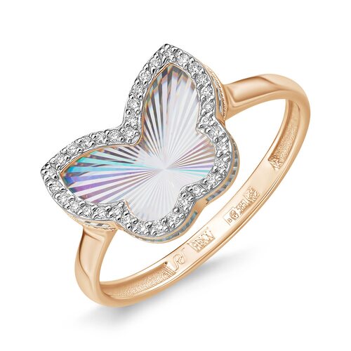 Кольцо "Бабочка" с бриллиантами из золота 585 пробы