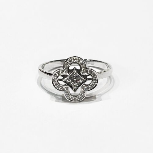 Кольцо "Клевер" с бриллиантами из белого золота 585 пробы