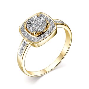 Кольцо с бриллиантами из желтого золота 585 пробы