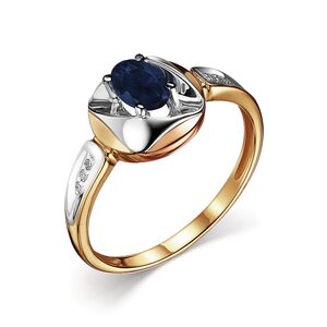 Кольцо с сапфиром и бриллиантами из золота 585 пробы