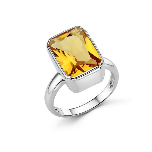 Кольцо с цитрином из серебра 925 пробы