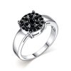 Кольцо с черными бриллиантами из белого золота 585 пробы