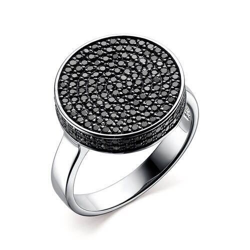 Кольцо с черными бриллиантами из белого золота 585 пробы