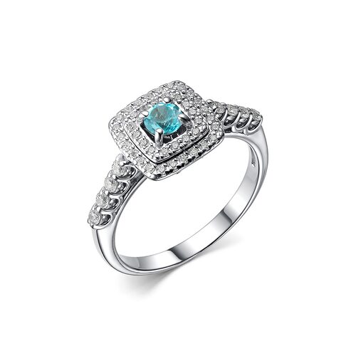 Кольцо с апатитом и фианитами из серебра 925 пробы