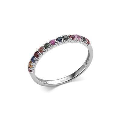 Кольцо с мультисапфирами из серебра 925 пробы
