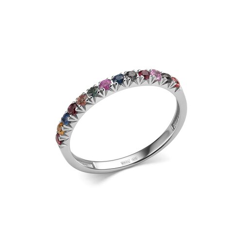 Кольцо с мультисапфирами из серебра 925 пробы