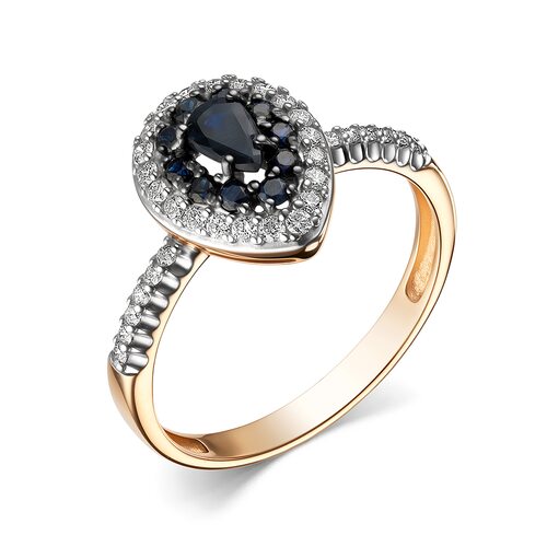 Кольцо с сапфирами и бриллиантами из золота 585 пробы