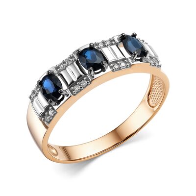 Кольцо с сапфирами и бриллиантами из золота 585 пробы